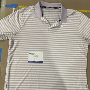 Nike Dri-Fit Golf Polo Pink White Stripe Size L